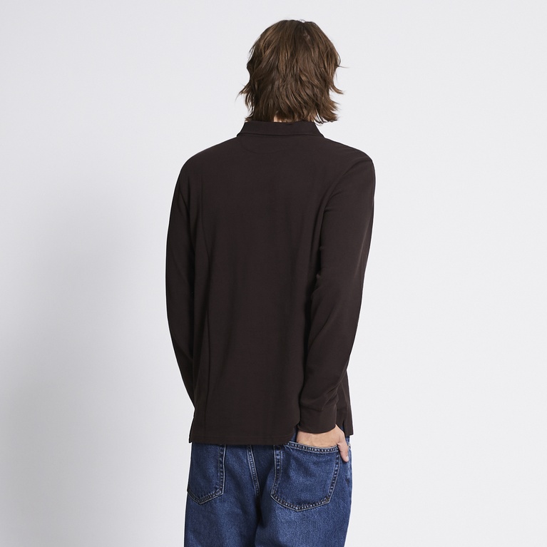 Long sleeve polo shirt "Aiden" Dark Brown